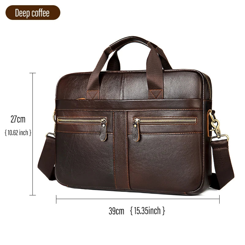 Laptop Bag Computer Handbag 15.6 16 inch Leather Business Travel Bag Cowhide Single Shoulder Bag Men's Briefcase For Lenovo Air