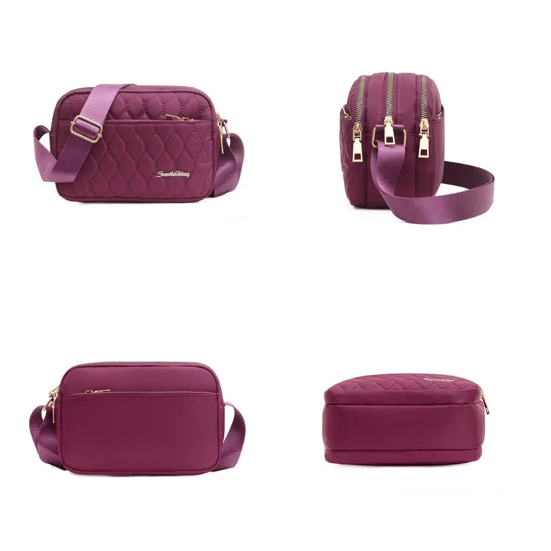 Women Nylon Handbags Messenger Bag Washed Tote Lightweight Waterproof Shoulder Bags Fashion Zipper Crossbody Bag Purse