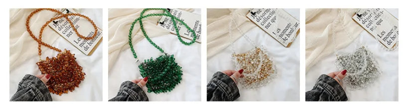 Evening Clutch Bags 2020 New Beaded Small Purses Women's Wallet Trendy Texture Transparent One-shoulder Messenger Bag Handmade