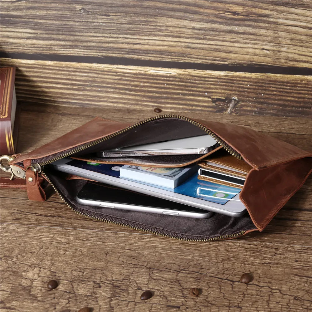 Men's Clutch Bags for men Genuine Leather Hand Bag Male Long Money Wallets Mobile Phone Pouch Man Party Clutch Card Holder