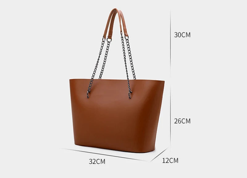 Luxury PU Leather Tote Bag For Women New Chains Shoulder Bag Large Capacity Handbag Travel Female Handle Bag bolso