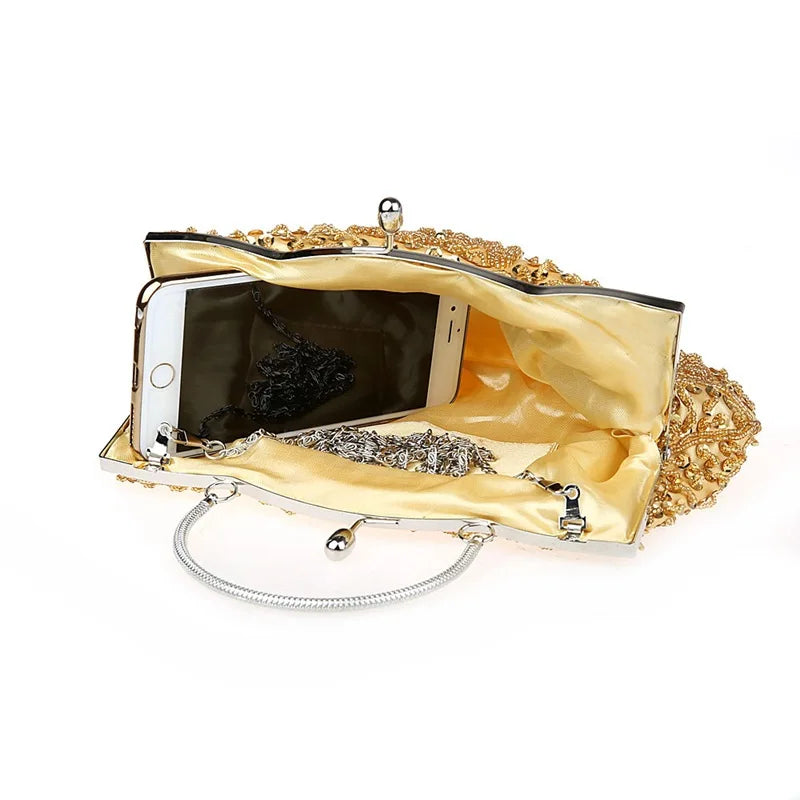 New Fashion Retro Women Evening Bags Beaded Ladies Clutch Purse Shoulder Chain Wedding Party Handbags Bags Purses and Handbags