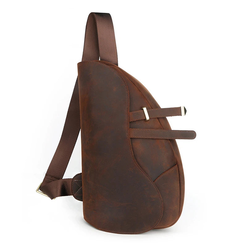 Sling Bag Men's Genuine Leather Shoulder Bags for Men Casual Travel Messenger Bag Men Crossbody Bags Leather Chest Pack