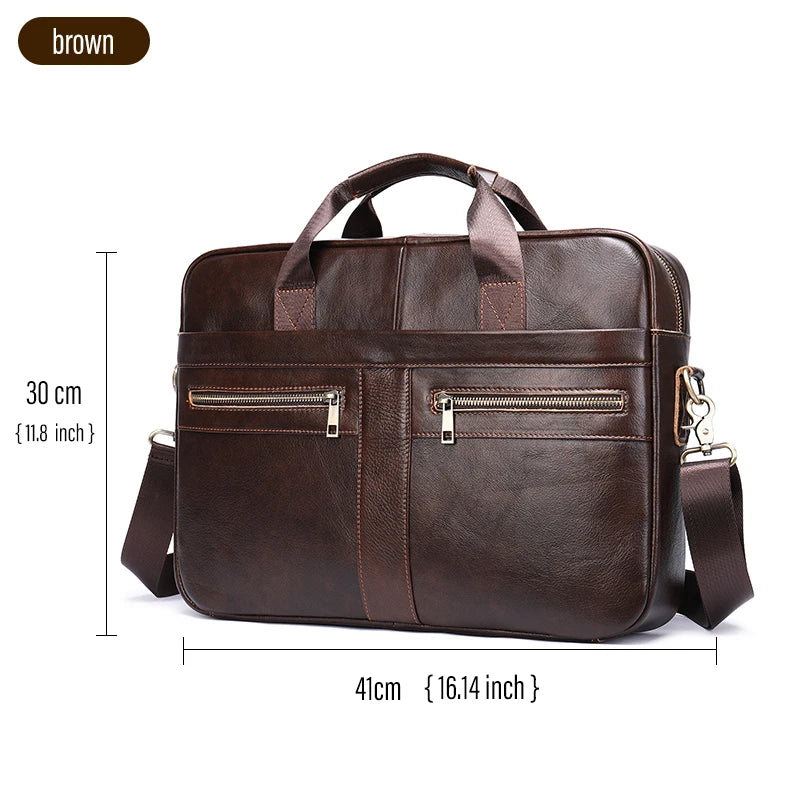 Laptop Bag Computer Handbag 15.6 16 inch Leather Business Travel Bag Cowhide Single Shoulder Bag Men's Briefcase For Lenovo Air