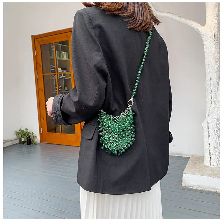 Evening Clutch Bags 2020 New Beaded Small Purses Women's Wallet Trendy Texture Transparent One-shoulder Messenger Bag Handmade