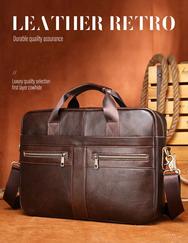 Laptop Bag Computer Handbag 15.6 16 inch Leather Business Travel Bag Cowhide Single Shoulder Bag Men's Briefcase For Lenovo Air
