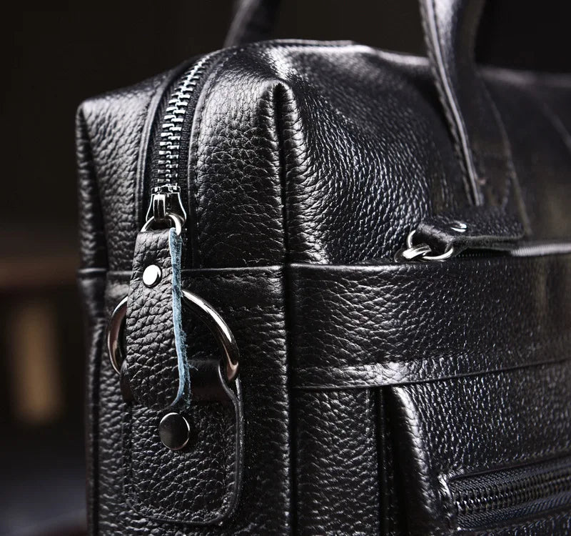 Business Laptop Bag Men Genuine Leather Handbags Male Leather Travel Briefcases Men High Quality Cowhide Leather Messenger Bags