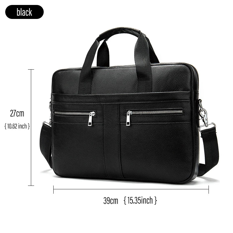 Laptop Bag Computer Handbag 15.6 16 inch Leather Business Travel Bag Cowhide Single Shoulder Bag Men's Briefcase For Lenovo Air