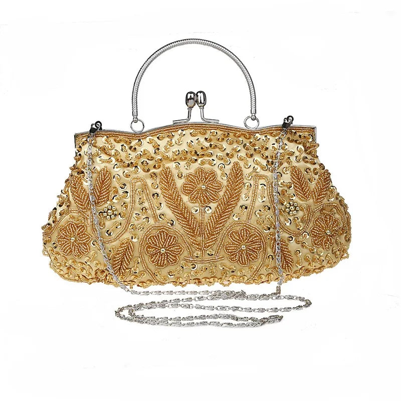 New Fashion Retro Women Evening Bags Beaded Ladies Clutch Purse Shoulder Chain Wedding Party Handbags Bags Purses and Handbags