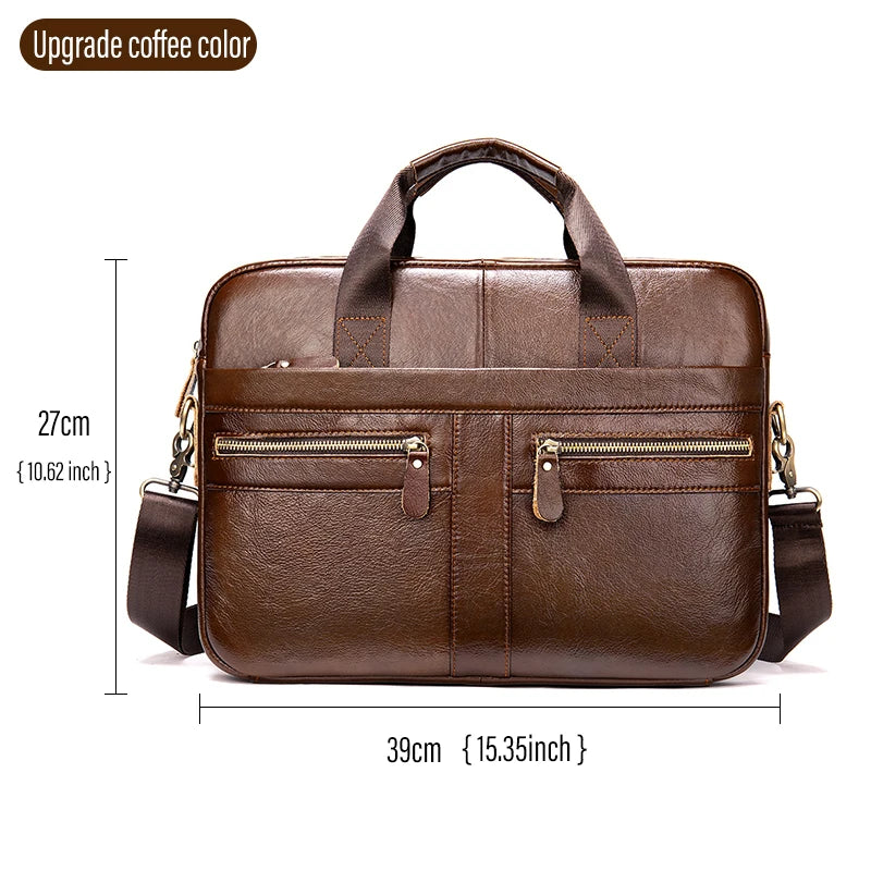 Laptop Bag Computer Handbag 15.6 16 inch Leather Business Travel Bag Cowhide Single Shoulder Bag Men's Briefcase For Lenovo Air