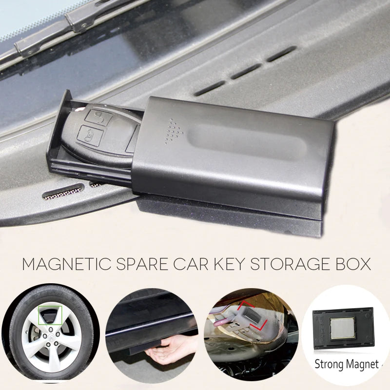 New Car Key Holder Hidden Storage Secret Creative Magnetic Black Safe Box For Home Office Car Truck Caravan Outdoor Stash