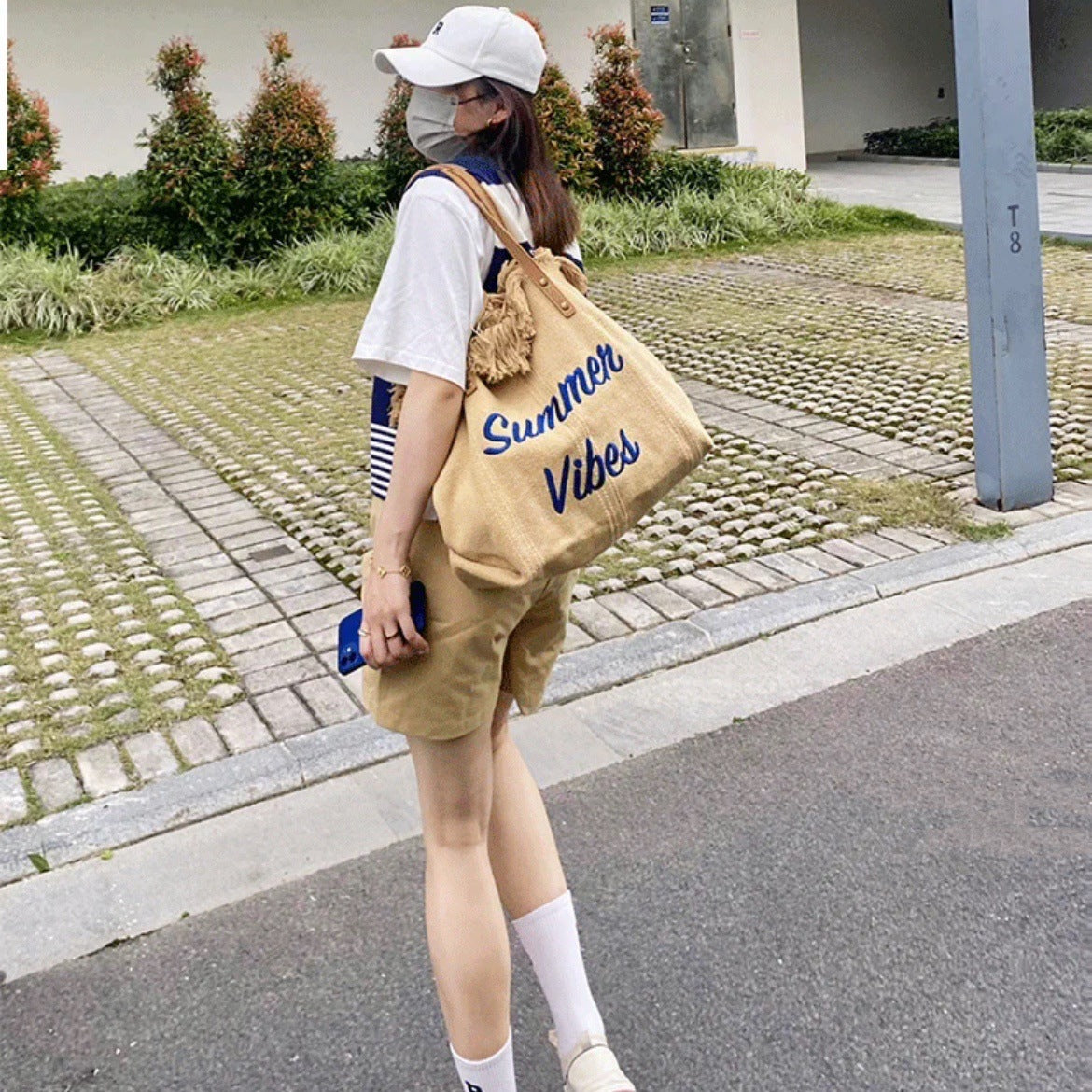 Handbag Woman Bag Design Simple Niche Travel  Beach Tote Bag Tassel Letter Embroidery Fashion Large Capacity Shoulder Bags 2022