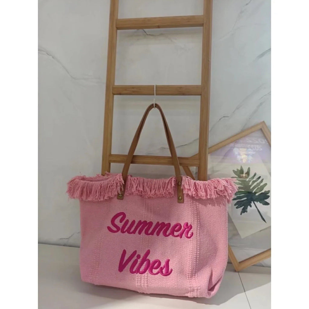 Handbag Woman Bag Design Simple Niche Travel  Beach Tote Bag Tassel Letter Embroidery Fashion Large Capacity Shoulder Bags 2022