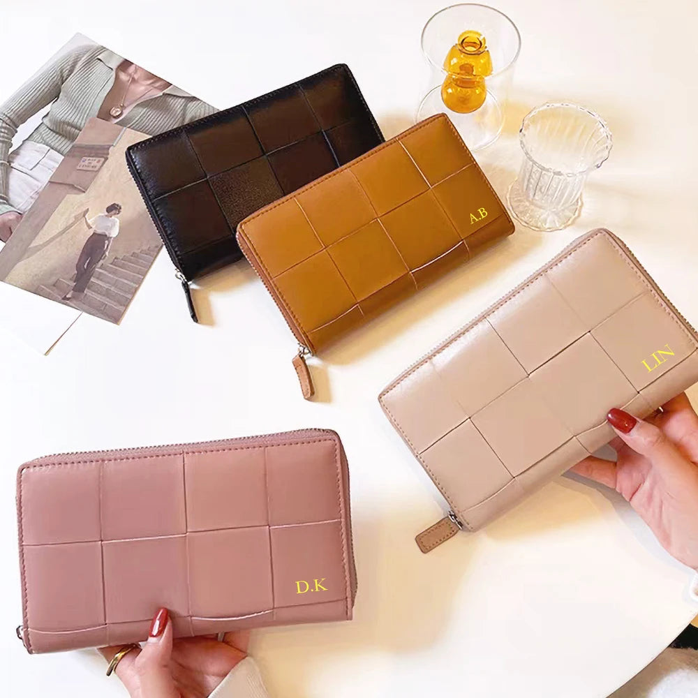 Luxury Design Phone Bag Woman Portable Genuine Leather Cross-body Bag Custom Name Fashion Casual Lady Shoulder Bag Card Wallet