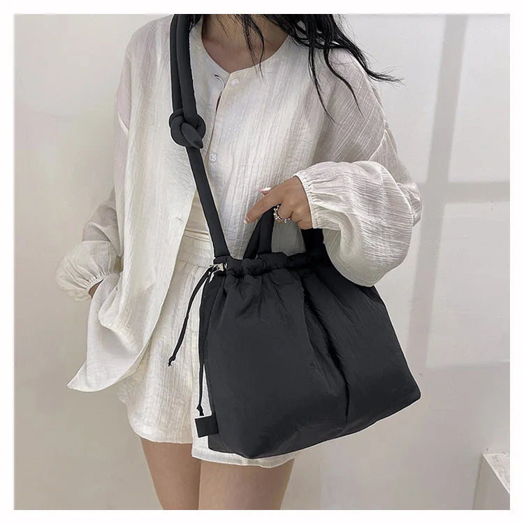 Women Shoulder Crossbody Bags Casual Nylon Padded Tote Bag Designer Soft Puffer Simple Vintage Large Capacity Handbags
