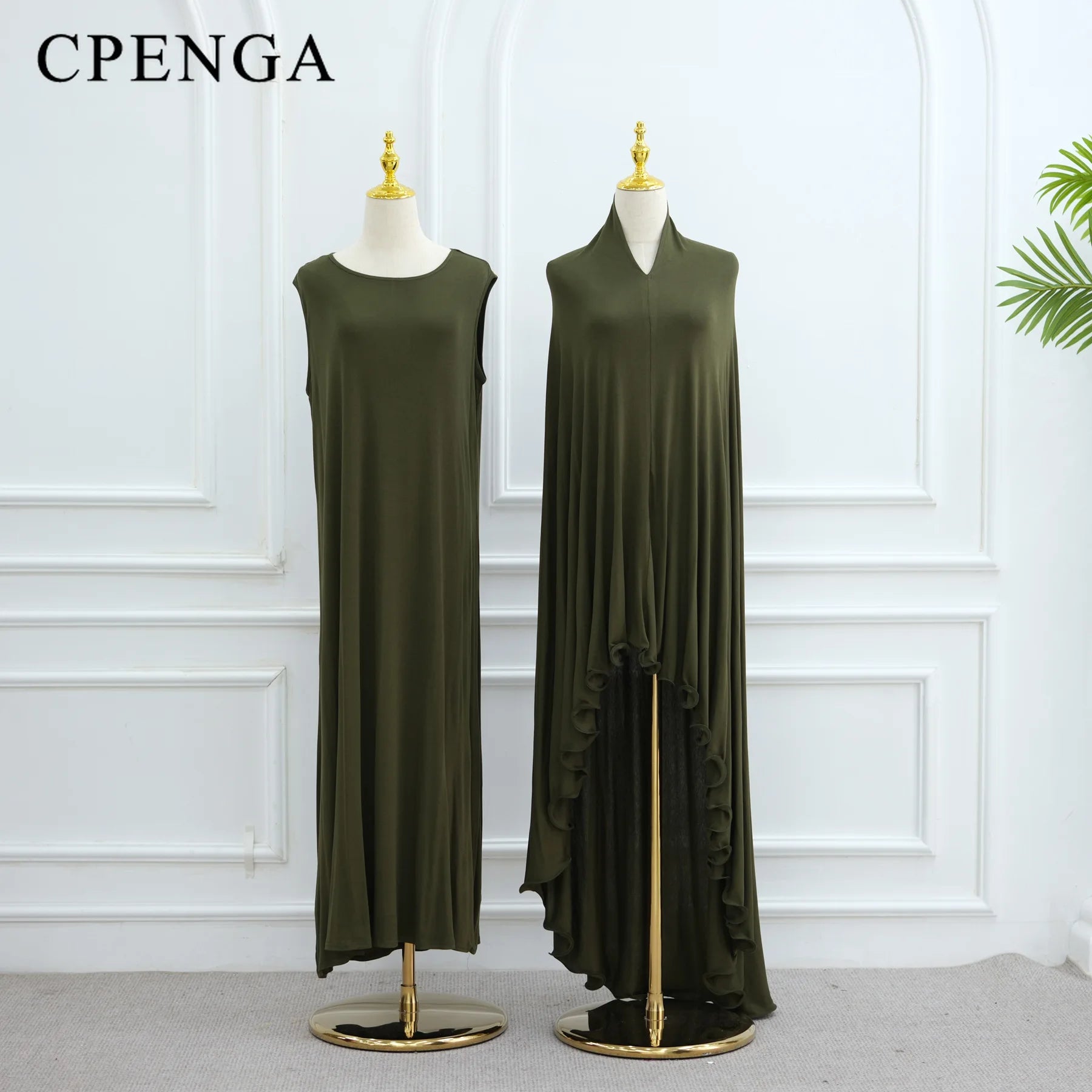 Two Piece Arabic Muslim Women Set Elegant Dubai Hijab Abaya Eid Middle East Prayer Clothes Islamic Khimar Outfit Moroccam Kaftan