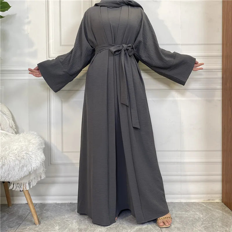 Abaya Women Muslim Long Dresses African Open Kaftan Dubai Turkey 2 Piece Set Luxury Islam Morocco Clothing Caftan Fashion Modest