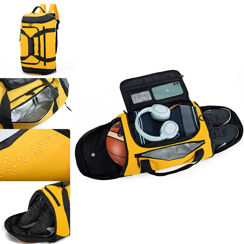 Men Sport Backpack Waterproof Gym Bags Separation Basketball Backpack Large Duffel Handbag Fitness Training Shoulder Bag Dry Wet