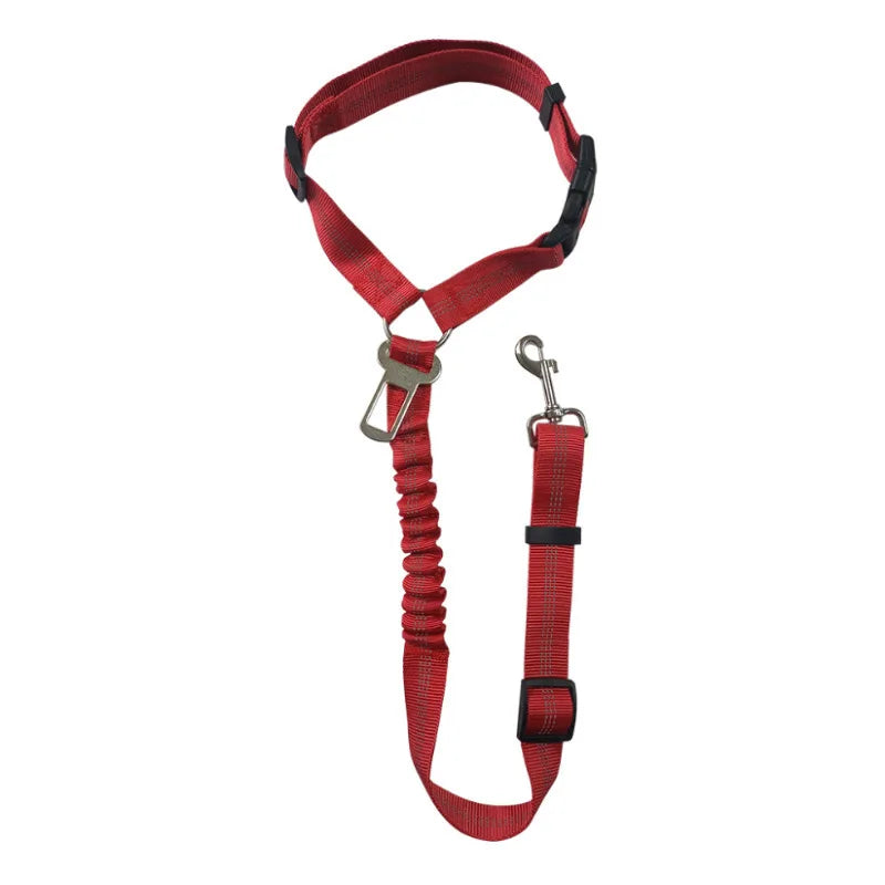 Dog Seat Belt for Car,Dog Car Harness Seatbelt Adjustable with Elastic Bungee Buffer, 2in1 Pet Leash Restraint Dog Safety Tether