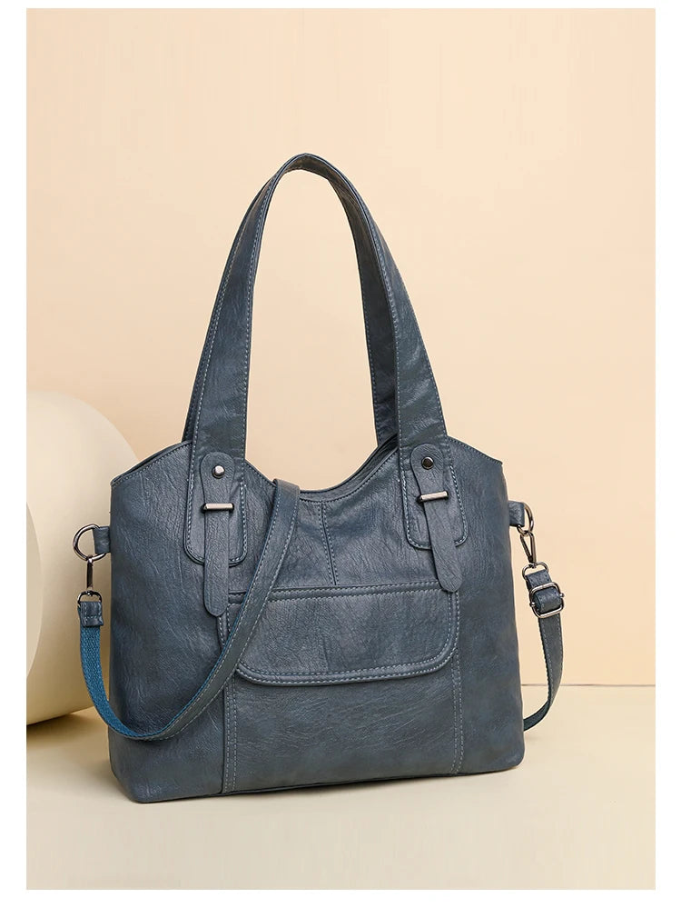 Luxury Soft Leather Handbags Designer Retro Crossbody Bags for Women 2023 New Large Capacity Ladies Shoulder Messenger Bag