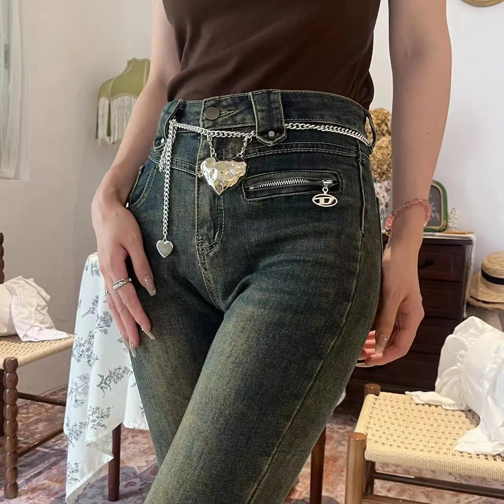 Fashionable Metal Heart Waistband Bag Luxury Satchel Pearl Chain Crossbody Bags For Women Shoulder Bag Handbag Accessories