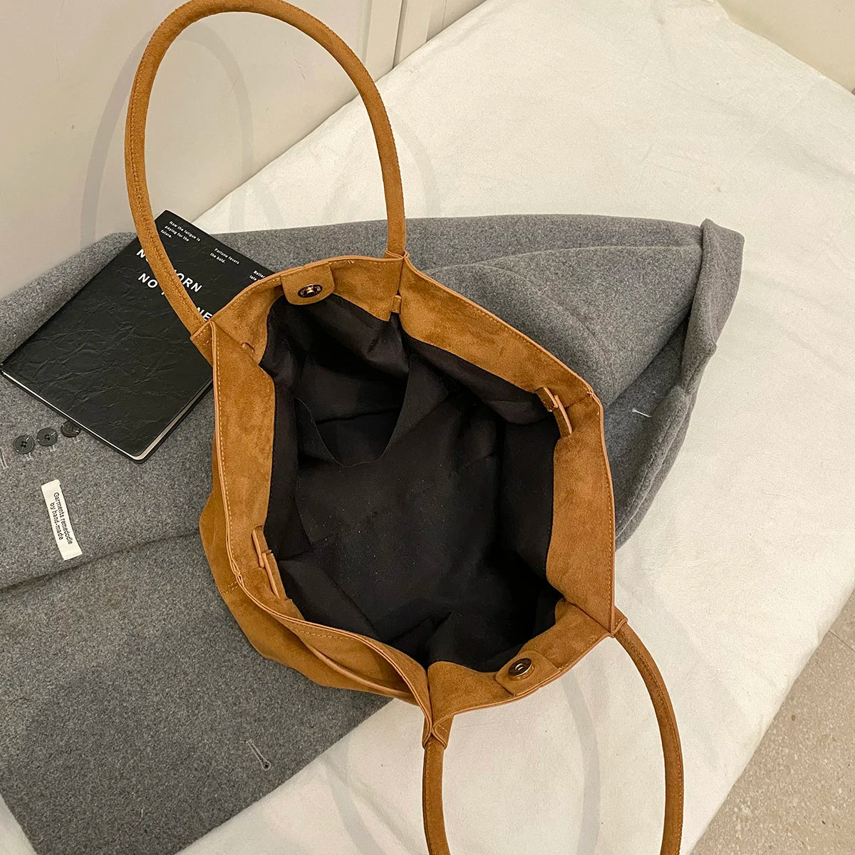 Large Nubuck Leather Tote Bags Ladies Shoulder Bag for Women Autumn Winter New Korean Fashion Y2K Retro Handbags and Purses