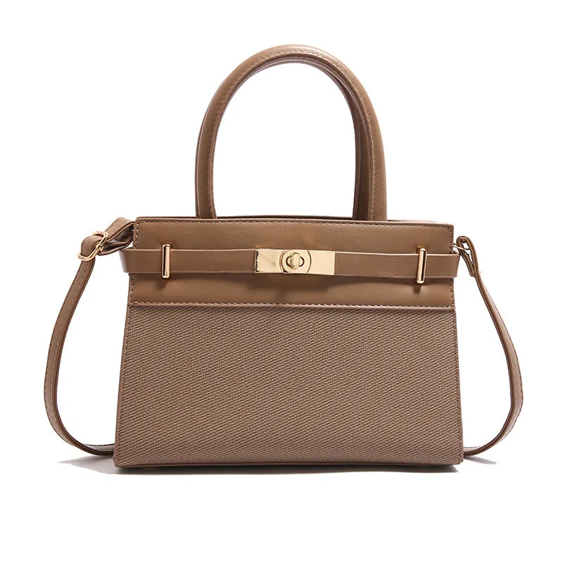 2025 Trapezoid Profile Purse | Twist-Lock Flap Shoulder Bag | Convertible Carry Crossbody with Top Handle