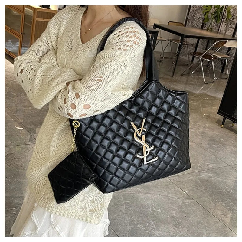 2025 New Women's Tote Bag Diamond Quilted Mother Daughter Purse, Retro Handheld Shoulder Bag, Spacious & Stylish, Casual/Office