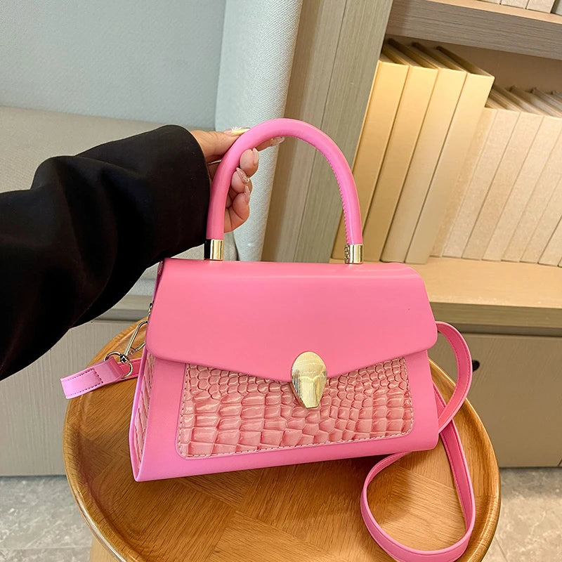 Luxury Black Handbag Classic Women Bag 2024 New Designer Shoulder Bag High Quality Solid Pu Leather Crossbody Small Square Bag