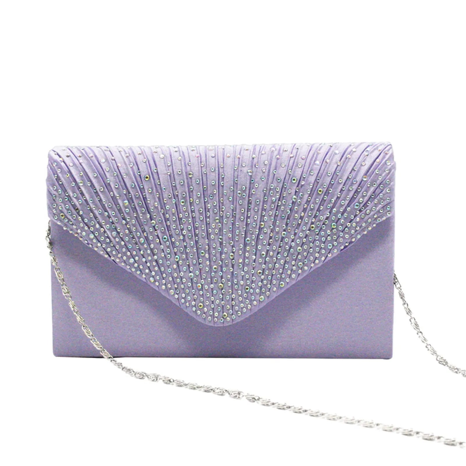 Women's  Luxury Silk Evening Clutch Bag - Elegant Women’s Prom/Wedding Handbag with Detachable Chain Strap & Secure Closure
