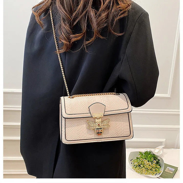 Luxury Handbags for Women Crossbody Bags Bee Lock Tote Casual Flap Purses Crocodile Print Leather Handbag Ladies Shoulder Bags