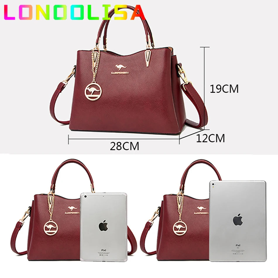 Luxury Soft Leather Handbag Women's Bag 2022 Trend Designer 3 Layers Shoulder Crossbody Sac Ladies Large Capacity Messenger Tote