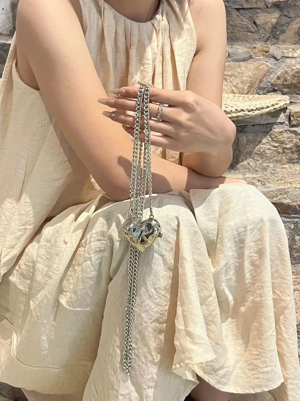 Fashionable Metal Heart Waistband Bag Luxury Satchel Pearl Chain Crossbody Bags For Women Shoulder Bag Handbag Accessories