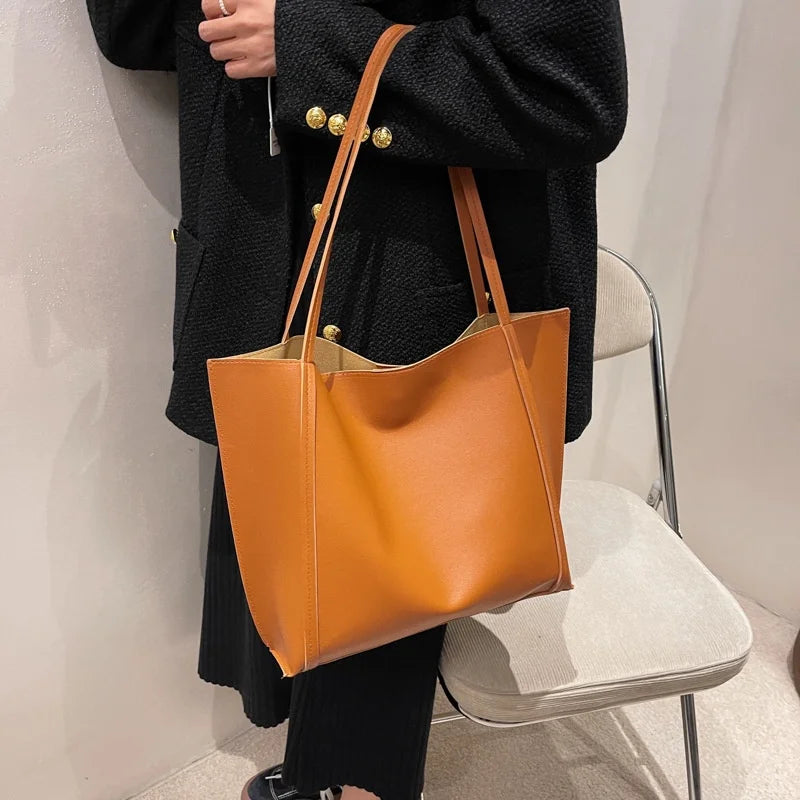 Large Capacity Shoulder Bag Trendy Pu Leather Tote Bags Solid Color Ladies Handbag Women's Fashion Underarm bags