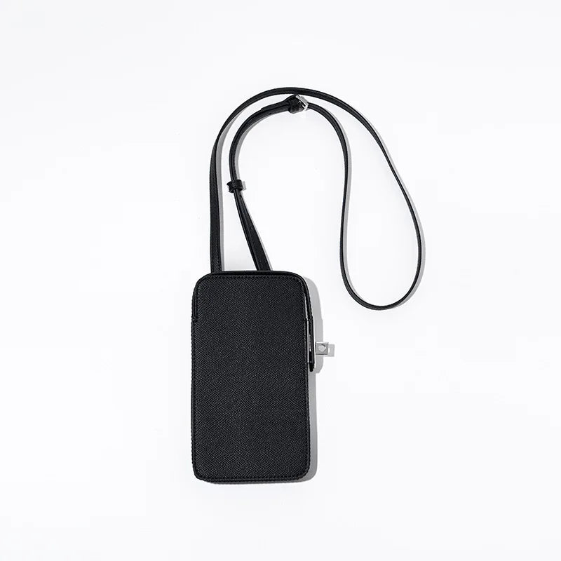 Luxury Design Phone Bag Woman Portable Genuine Leather Cross-body Bag Custom Name Fashion Casual Lady Shoulder Bag Card Wallet