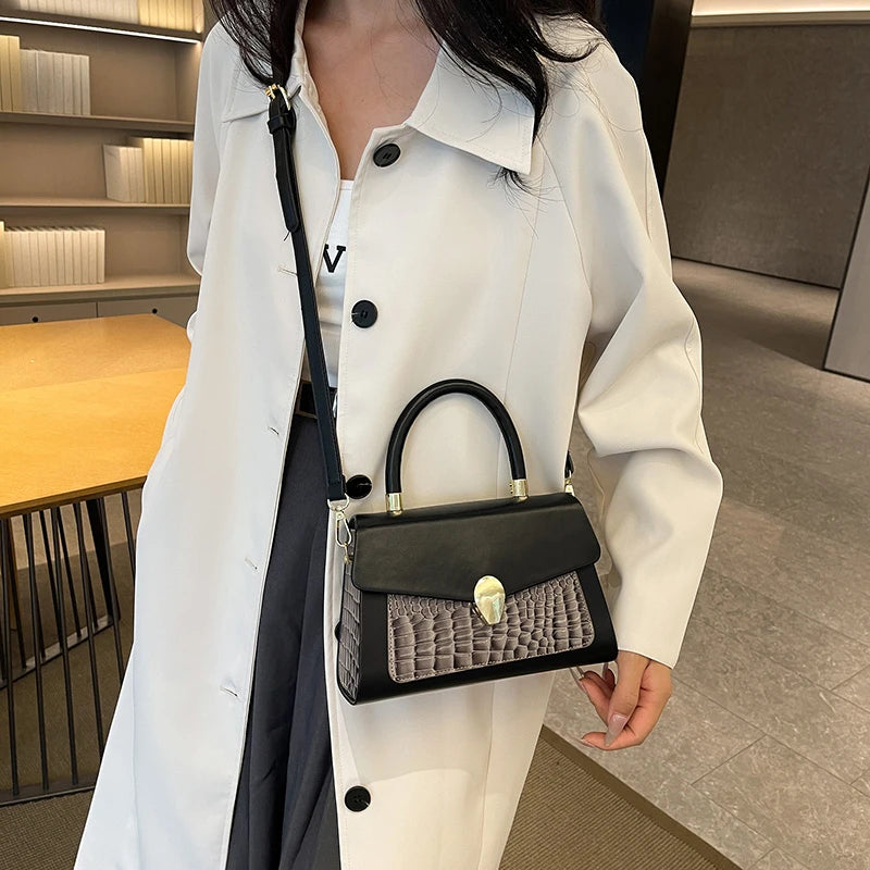 Luxury Black Handbag Classic Women Bag 2024 New Designer Shoulder Bag High Quality Solid Pu Leather Crossbody Small Square Bag