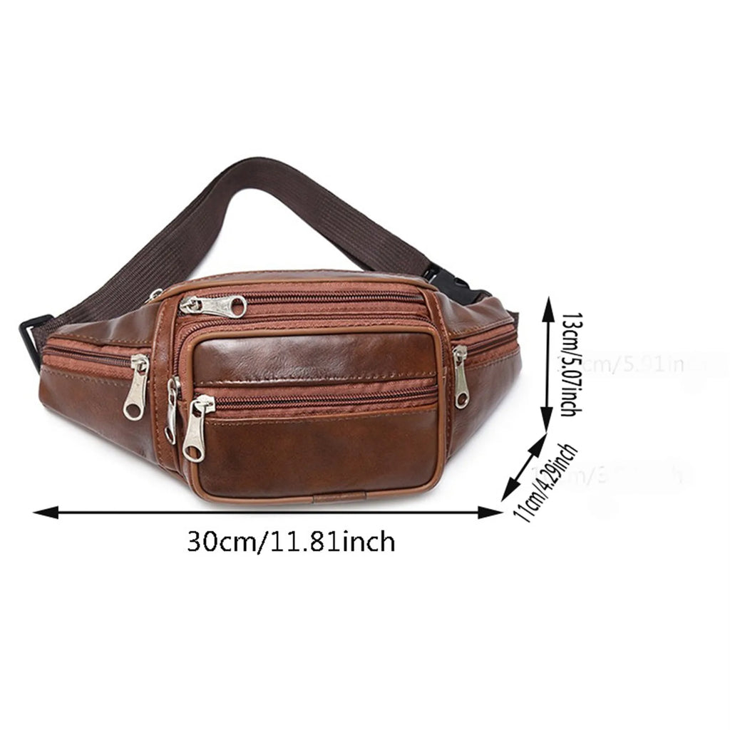 Men's Waist Pack PU Leather Bag Waist Belt Bag Male Artificial Leather Fanny Pack Fashion Luxury Small Shoulder Bags For Men