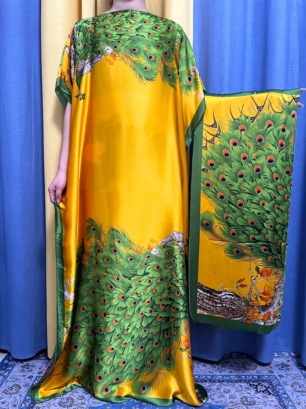 Muslim Silk Abayas For Women 2023 Fashion Print Islam Turkey Loose Elegant Femme Robe African Summer Ice Clothes With Headscarf