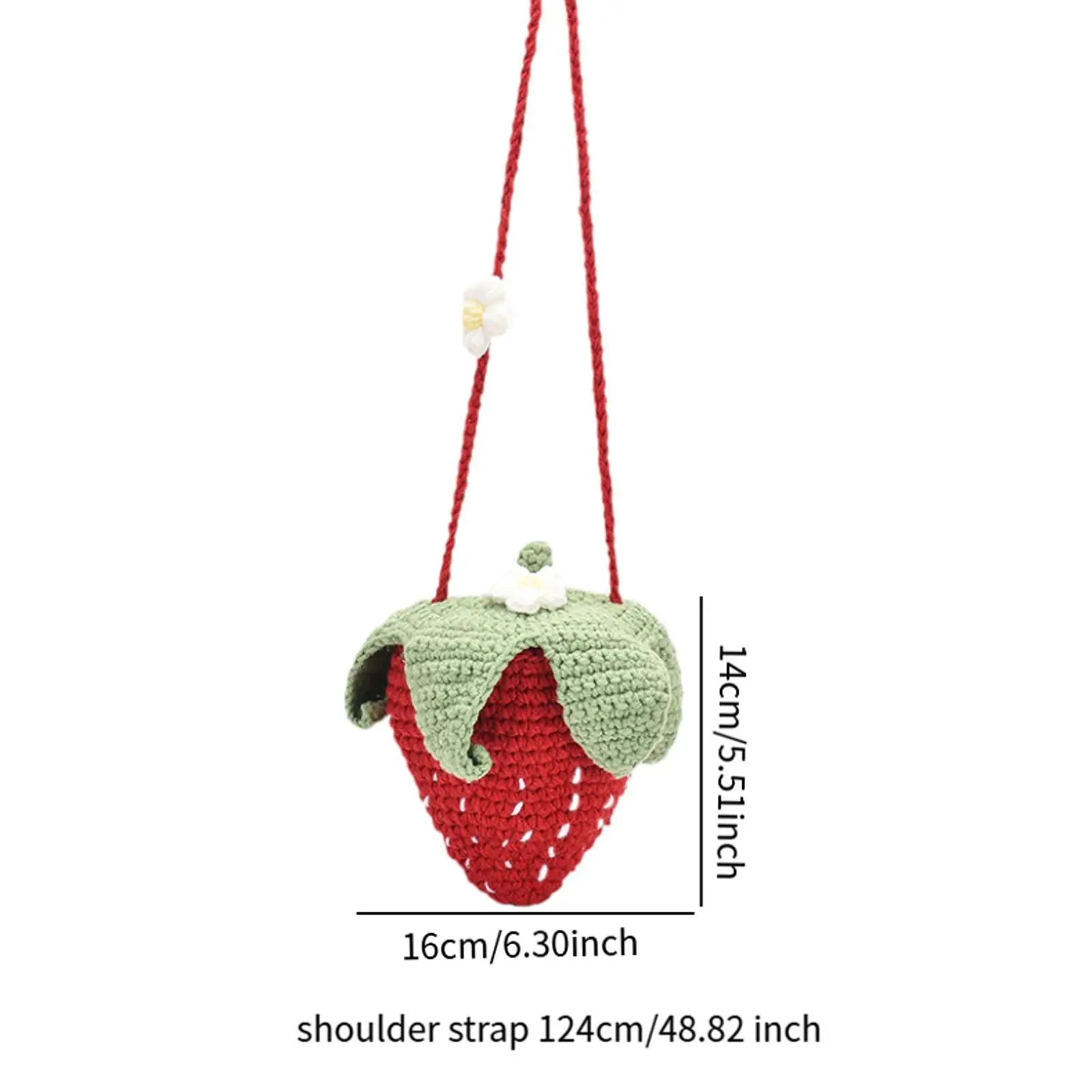 Hand Knitted Strawberry Bag Stylish Gift Shoulder Bag for Party Use