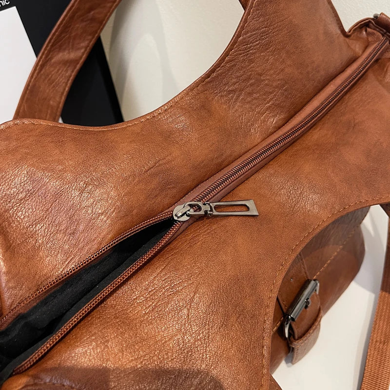 Women Tote Bag Fashion Underarm Pouch Large Capacity Soft Pu Leather Shoulder Bag Retro Crossbody Bag Casual Portable BucketBags