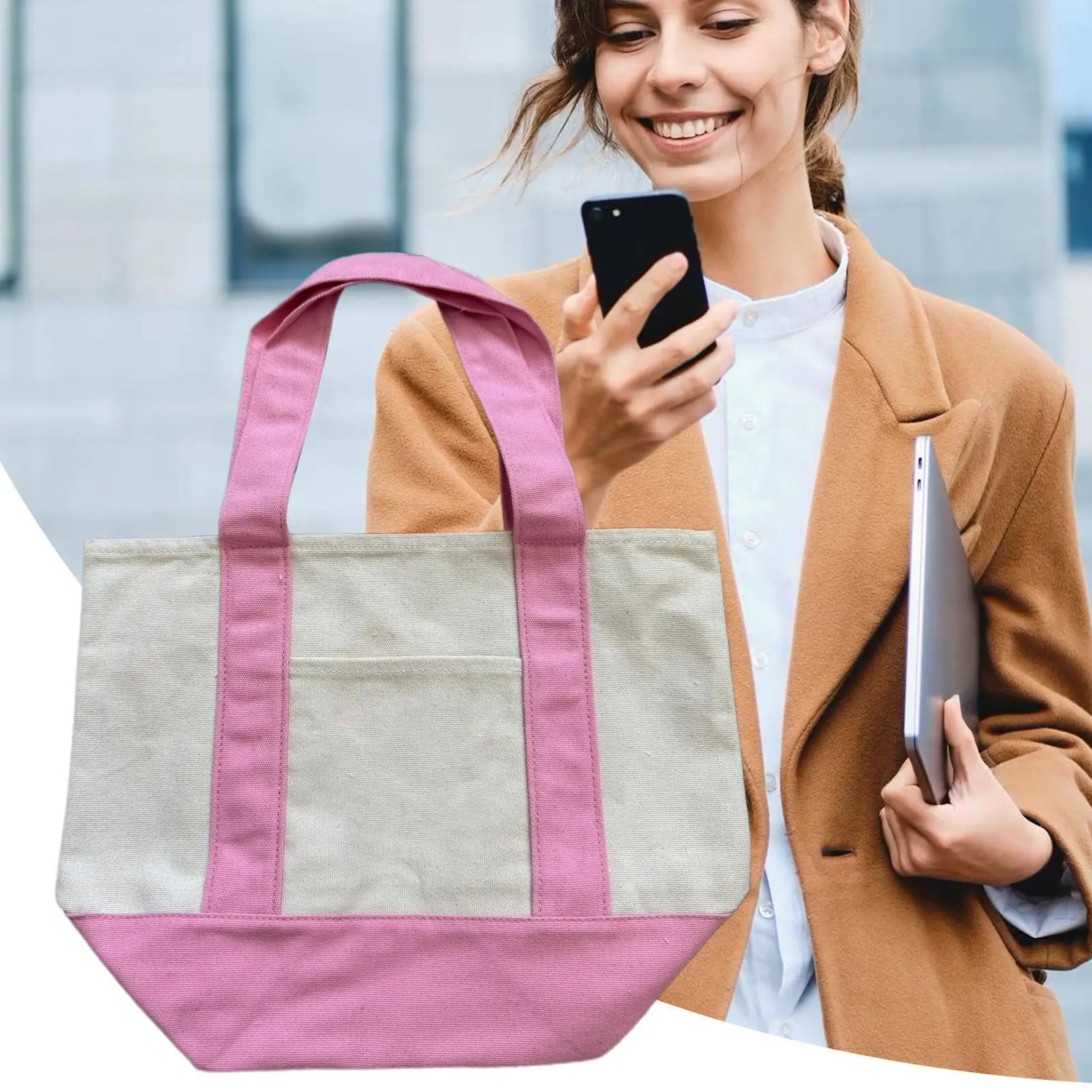 Canvas Tote Bag Large Canvas Tote Bags Reusable Grocery Carrier Fashionable Shopping Pouch For Camping  Single Shoulder Bags