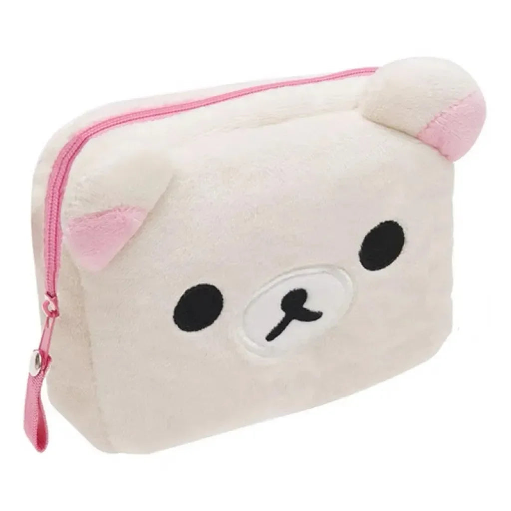 Kawaii Rilakkuma Pencil Bag Makeup Organizer Storage Bag Cartoon Bear Plush Multi Case Kawaii Cosmetic Bags Vanity Beauty Case