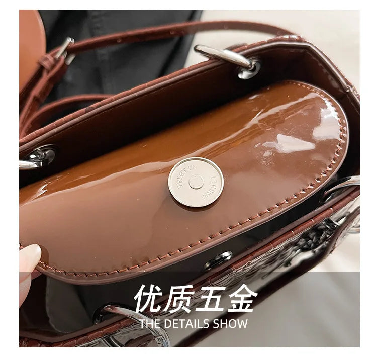 Women's Princess Diana - Style Glossy Crocodile Shoulder Bag - High - End,Versatile Messenger for On - the - Go luxury designer