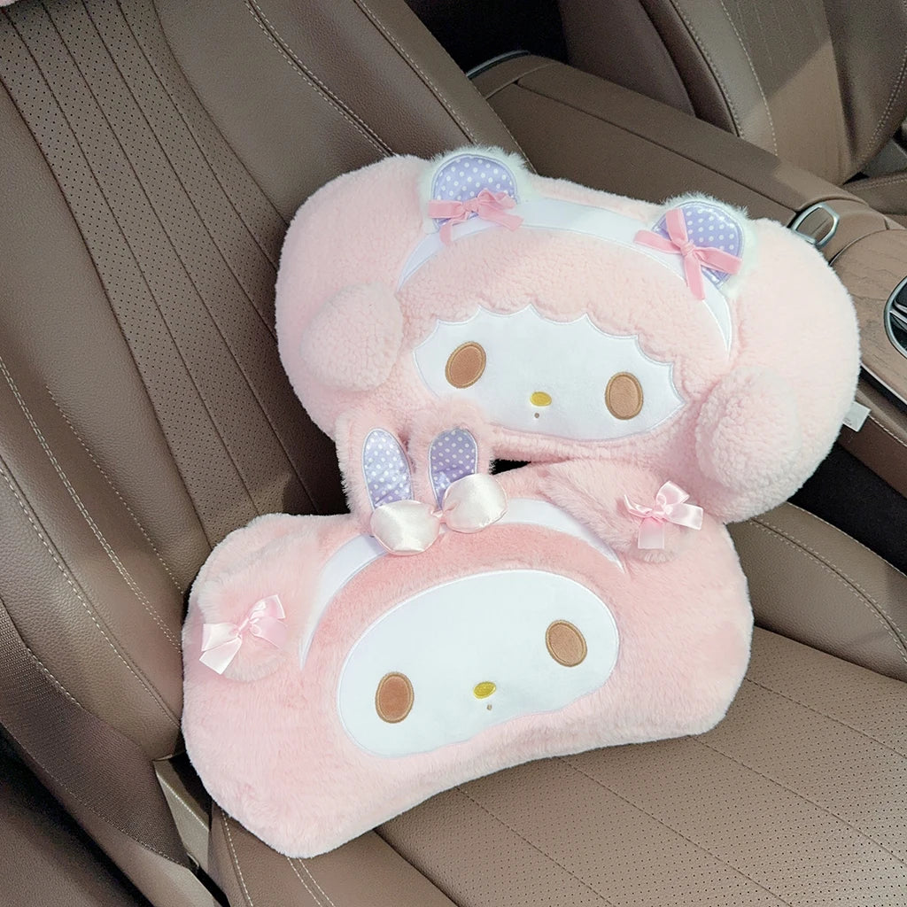 Sanrio My Melody Headrests Car Neck Pillows My Sweet Piano Pillows Car Interior Pillows Driving Neck Pillows Seat Waist Pillows