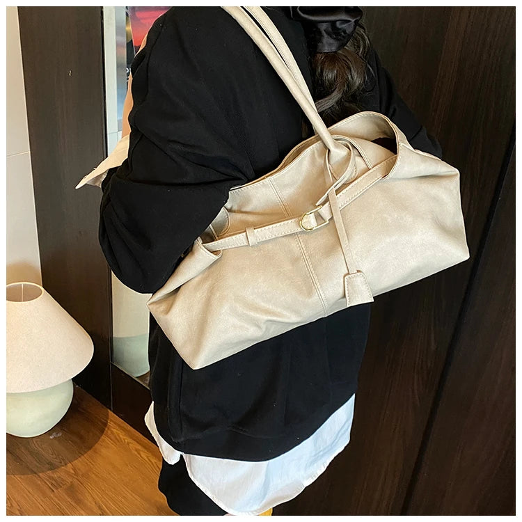 Women's Tote Bag, Large Capacity Soft Leather Shoulder Bag, Retro Casual Handbag, Perfect for Commuting Handbags Travel Bag