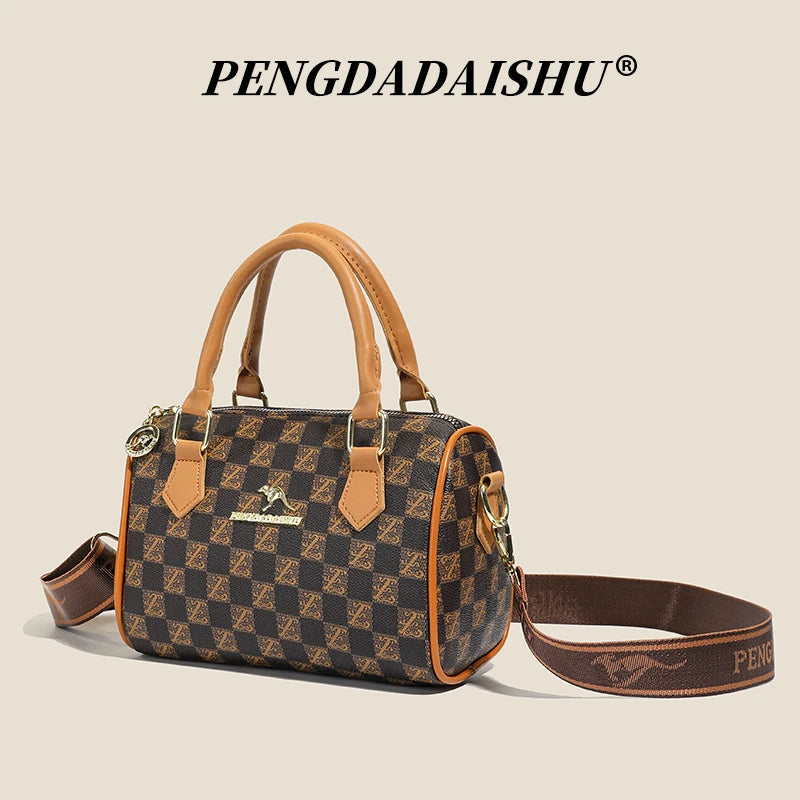 New vintage printed Boston handbag, trendy bags, versatile messenger bag