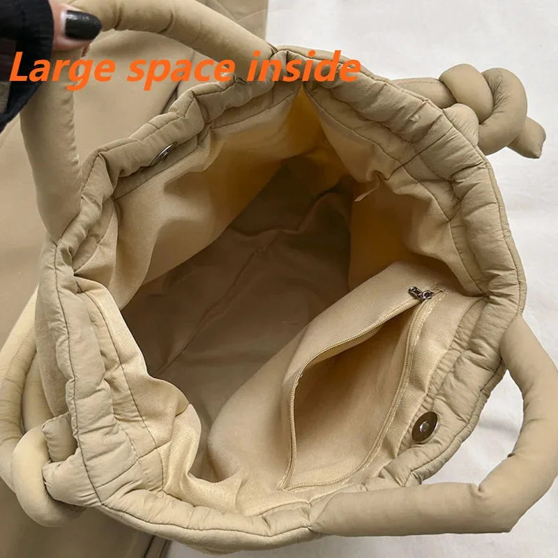 Women Shoulder Crossbody Bags Casual Nylon Padded Tote Bag Designer Soft Puffer Simple Vintage Large Capacity Handbags