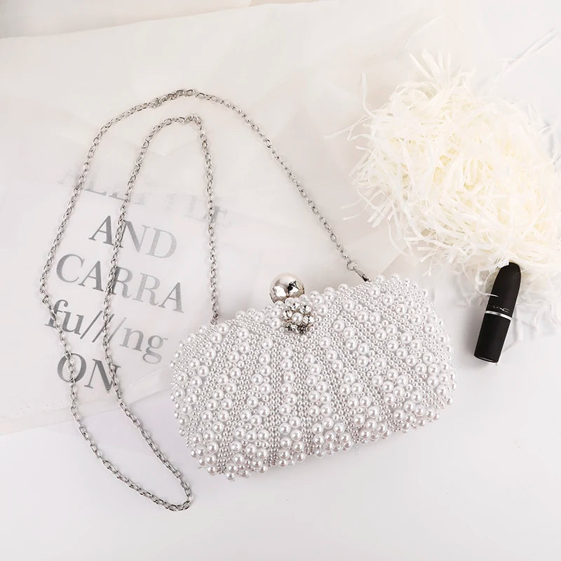 Elegant pearl evening bag, evening dress bag, formal party bag, ball bag, clutch bag, chain bag