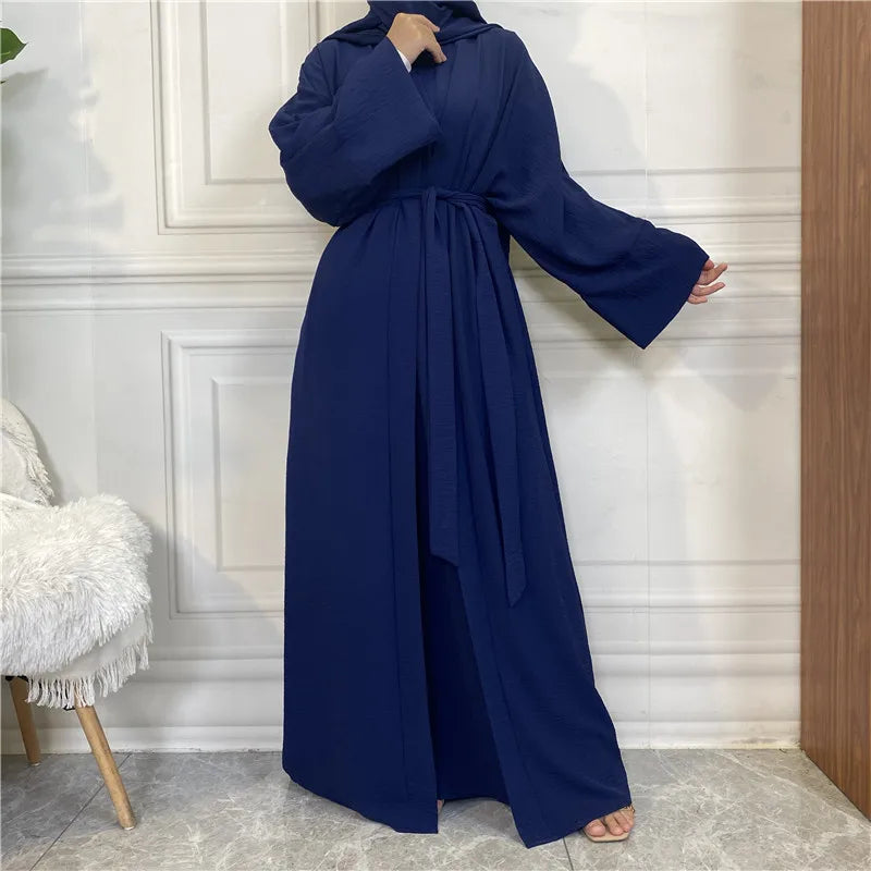 Abaya Women Muslim Long Dresses African Open Kaftan Dubai Turkey 2 Piece Set Luxury Islam Morocco Clothing Caftan Fashion Modest