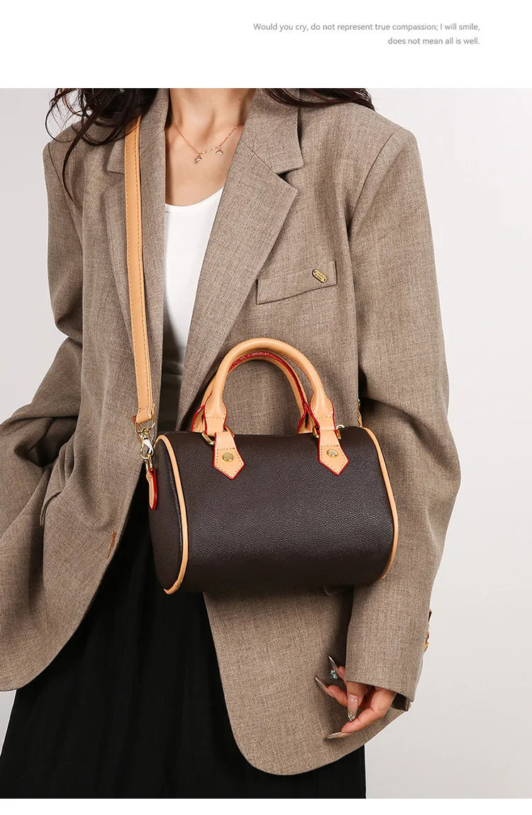 Luxury PU Women's Shoulder Bag - Pillow Boston Bag, Adjustable Crossbody/Handheld/Underarm, Spacious Multi-Way Purse